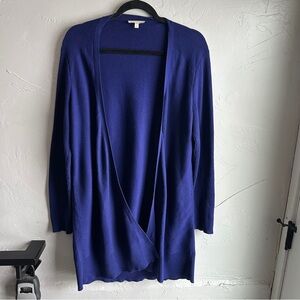 Eileen Fisher Royal Purple Organic Cotton Layering Long Cardigan Minimalist Sz M